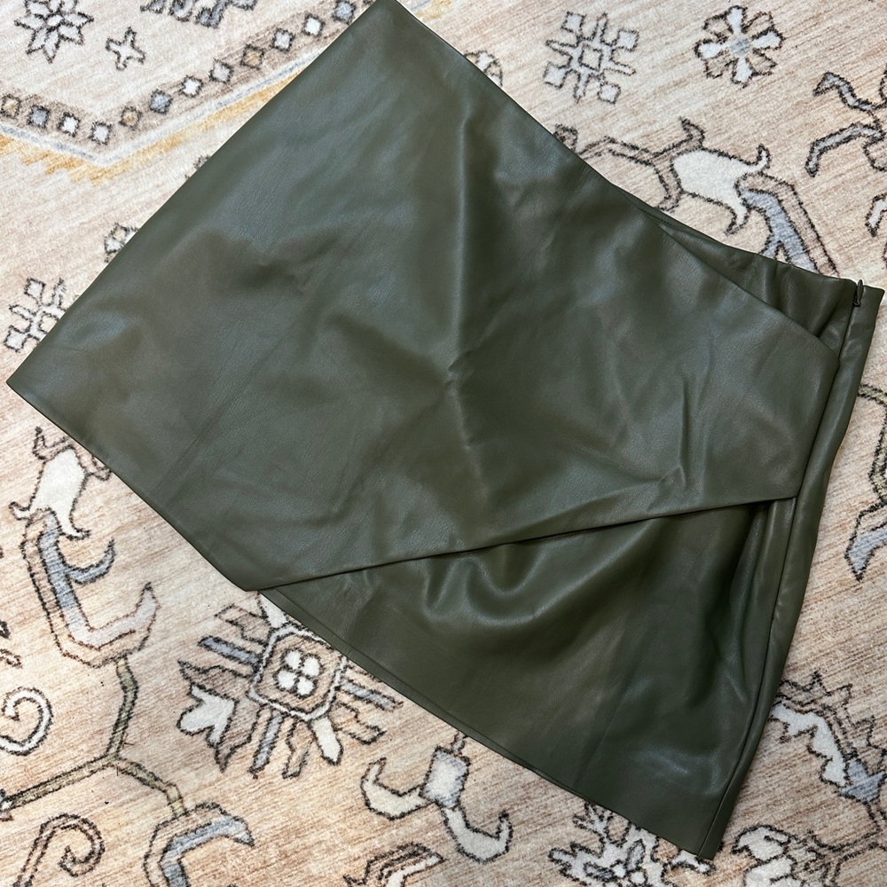 Express Dark Green Faux Leather Mini Skirt